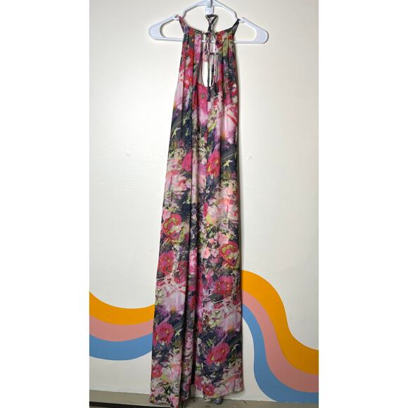 Maggy London Floral Maxi Dress Womens 12 Sleeveless Keyhole Watercolor Spring - Picture 8 of 10